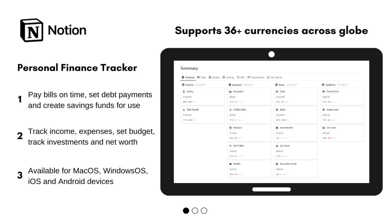 Личный финансовый трекер Notion Finance Tracker (ENG)