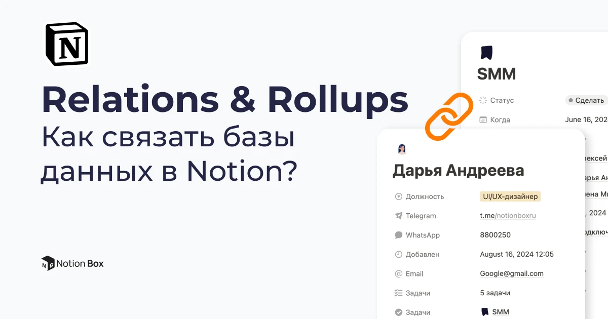 Relations & Rollups Как связать базы данных в Notion